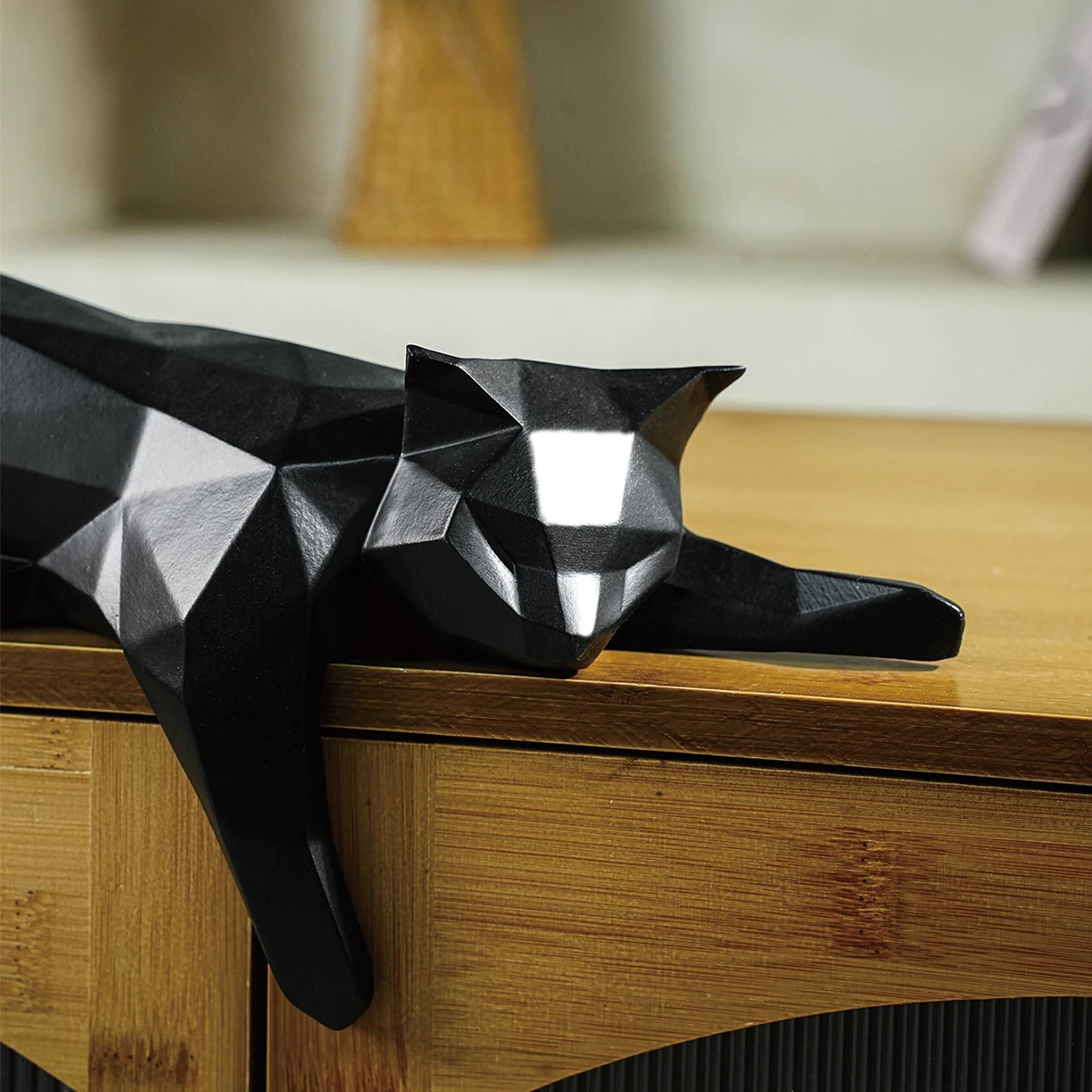 White/ Black Cat Statue - Geometric Modern Room Decor- Figurine Sculpture - Image 5