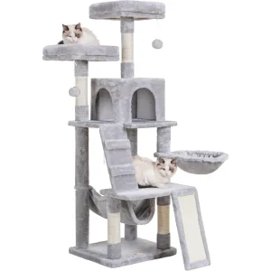 Cat Tree for Indoor Cats- Multi-Level Cat Furniture- Padded, Plush Perches/ Cozy Basket