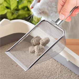 Cat Litter Scooper, Short Handle, Fine Mesh Shovel