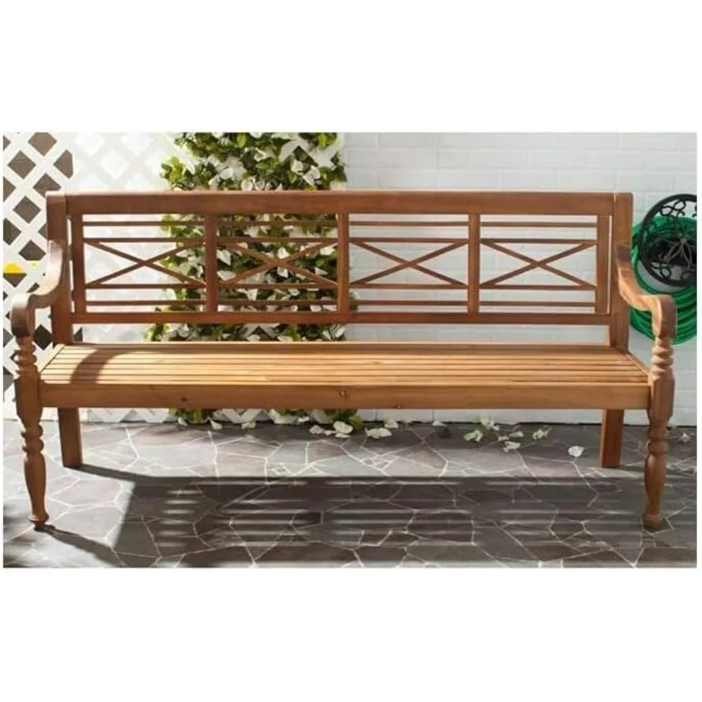 Adirondack Acacia Wood Bench- Natural, Beach Blue and Ash Grey - Image 6