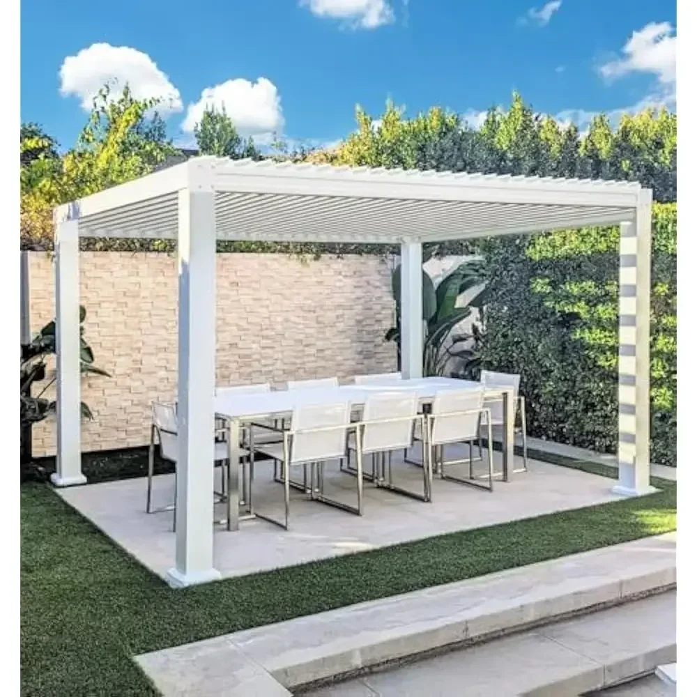 Louvered Pergola with Adjustable Steel Roof- Aluminum Frame- Rainproof Pergola- 3 Sizes Available - Image 7