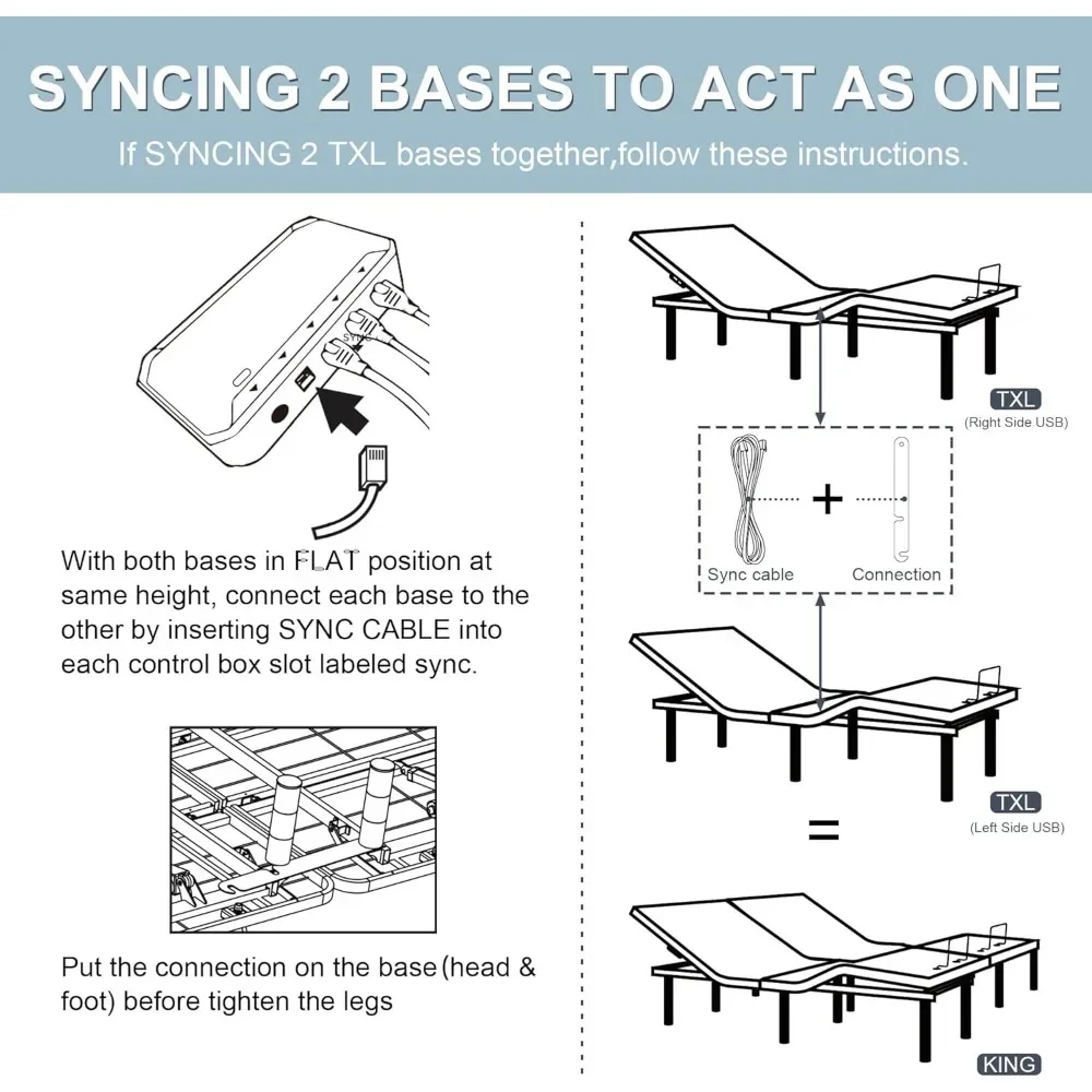 Adjustable Electric Split King Bed Base- Frame with Massage- Wireless Remote- USB Type-C Ports- Zero Gravity- Under Bed LED Lighting - Image 6