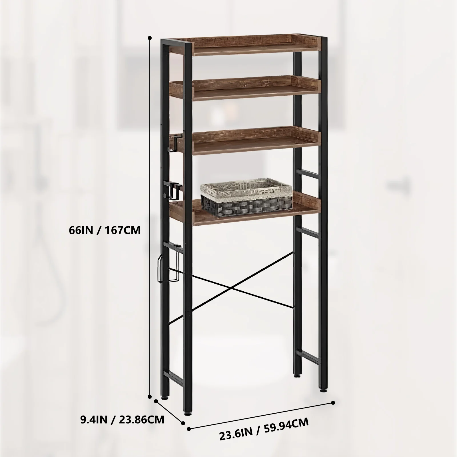 Over-The-Toilet Storage Rack- 4-Tier Bathroom Organizer - Image 6