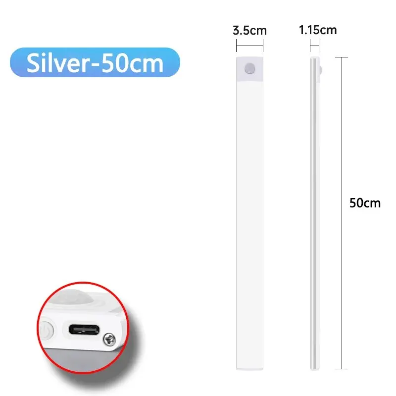 LED Cabinet Light- USB Type-C Rechargeable- Motion Sensor- LED Light for Kitchen, Wardrobe, Cabinet- 20cm/30cm/40cm/50cm/60cm - Image 16