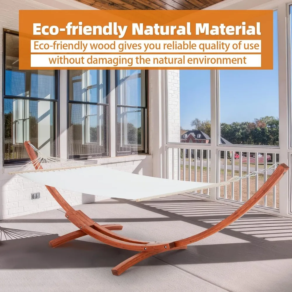Outdoor 13 FT Hammock with Stand, 2 Person Heavy-Duty Wooden Hammock Stand- Large Hammock Bed for Porch, Patio, Balcony, - Image 5