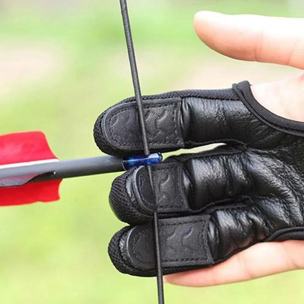 Archery- Protective, Three Finger, Sheepskin Gloves- Non-slip- Wear-Resistant- Comfortable- Breathable - Image 4