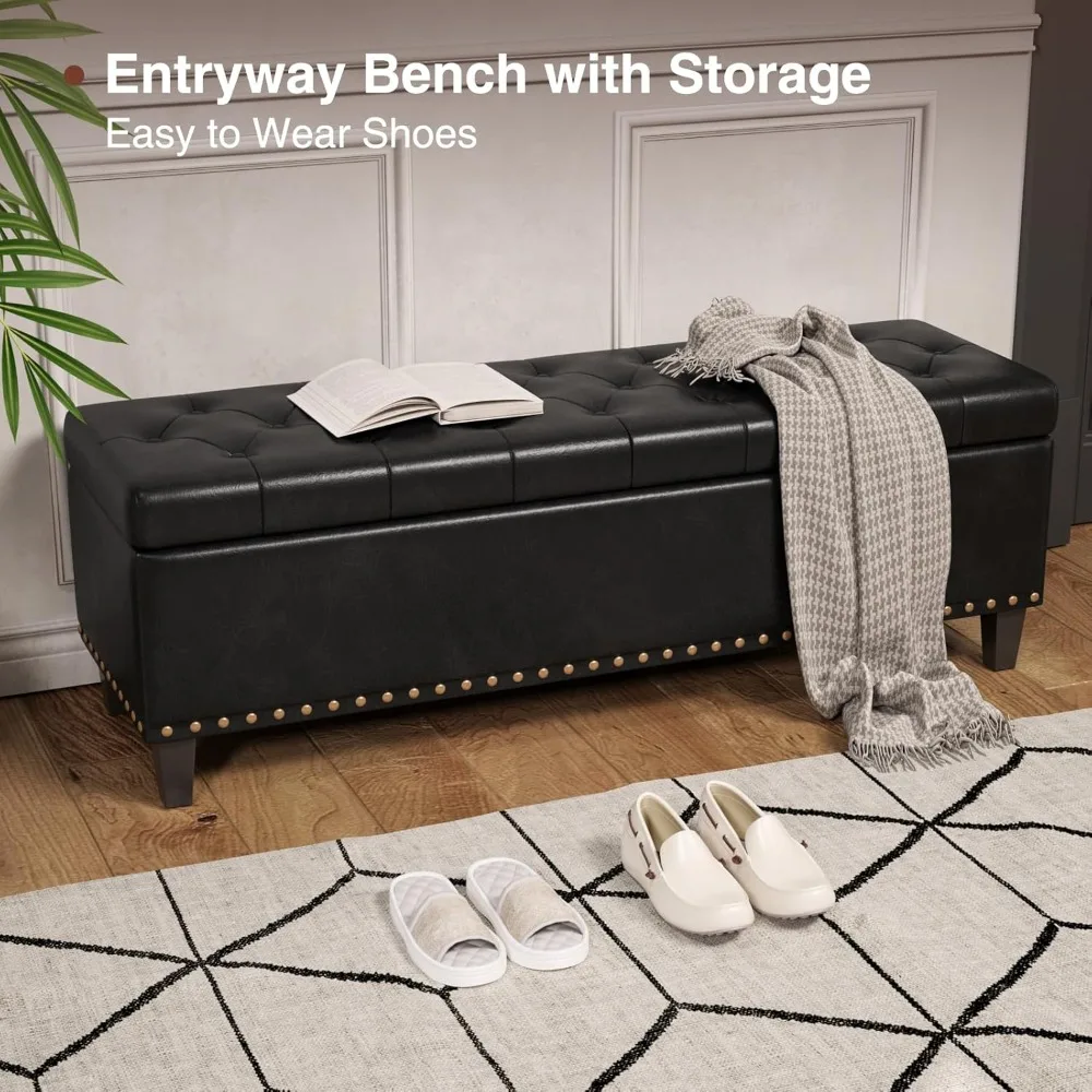 Storage Bench- 51-Inch King Storage Ottoman- 30 Gallons- Tufted Upholstery- Multiple Colors - Image 5