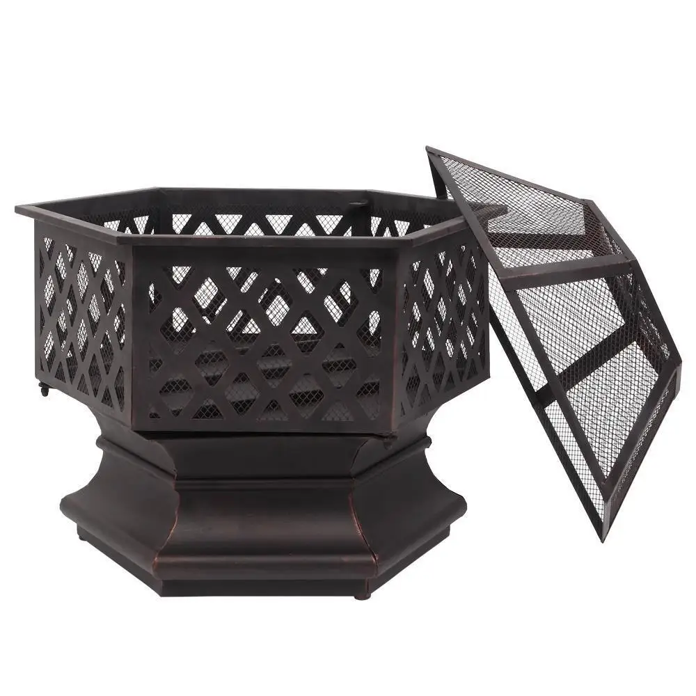 Hexagonal-Shaped Patio Fire Pit- Mesh Cover - Image 3