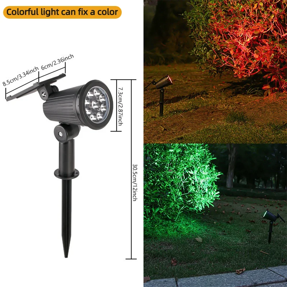 9-LED Solar Spot Lights- Outdoor RGB Solar Landscape Lights- IP65 Waterproof- Adjustable Brightness - Image 8