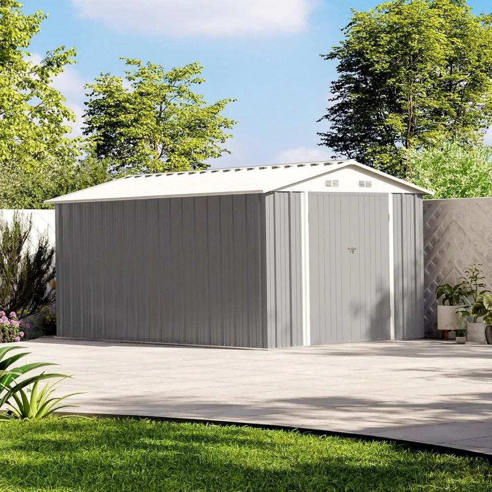 12 x 8 FT Outdoor Storage Shed- Steel Shed- Lockable Doors - Image 3