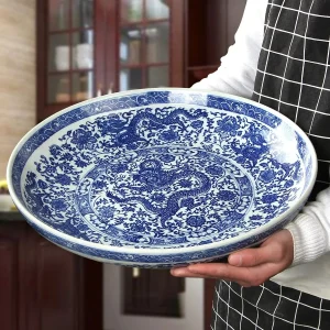 Ceramic Dragon Pattern- 10 inch/12 inch Bowl- Large Serving Bowl