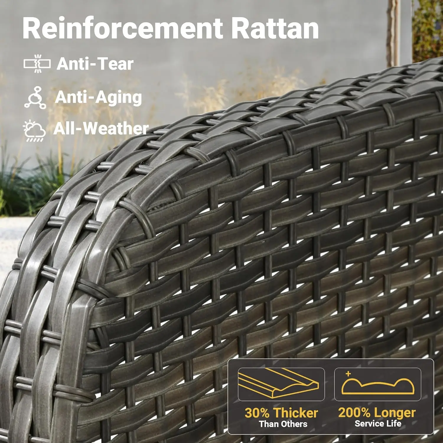 5-Piece- Patio Furniture Set with 30" Fire Pit Table- 4 All-Weather High Back Rattan Chairs (multiple color choices) - Image 3