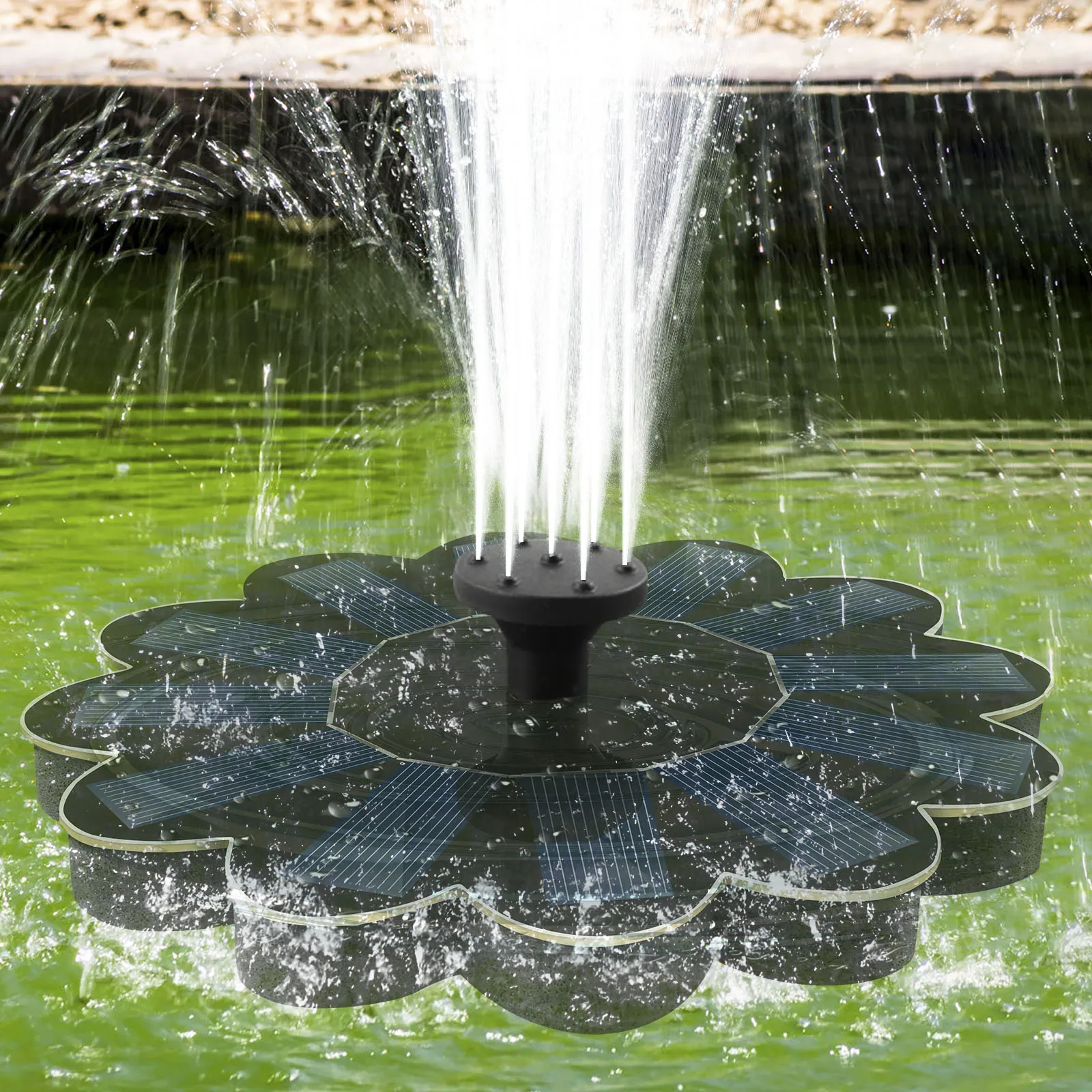 Solar Fountain Pump- Bird Bath Fountain- Floating Decor With 5 Nozzles- Solar Panel - Image 2