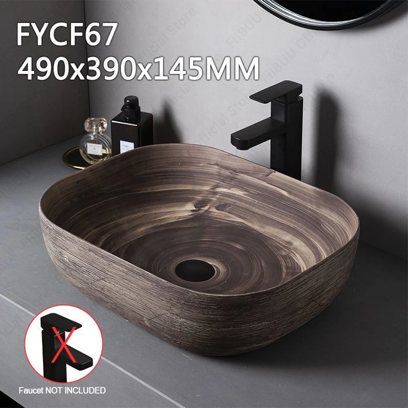 Brown Ceramic Sink- Above Counter Pedestal Washing Basin- Different Configurations and Sizes Available - Image 11