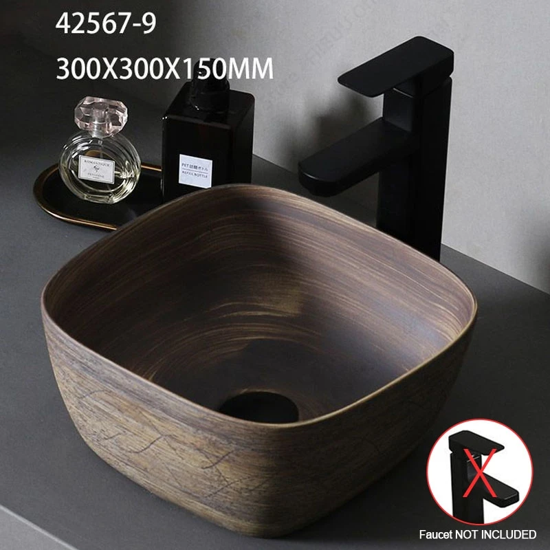 Brown Ceramic Sink- Above Counter Pedestal Washing Basin- Different Configurations and Sizes Available - Image 8