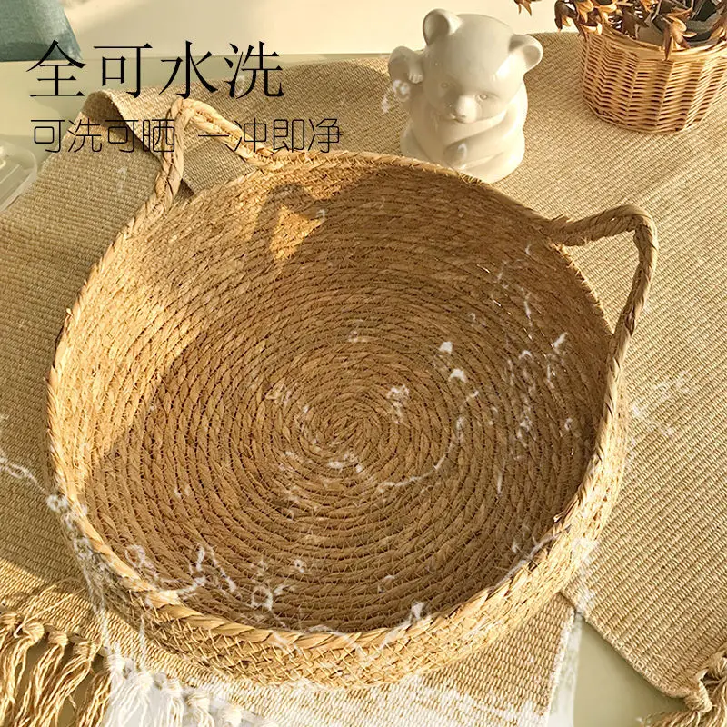 Rattan Woven Cat Basket/Bed with Cushion - Image 6