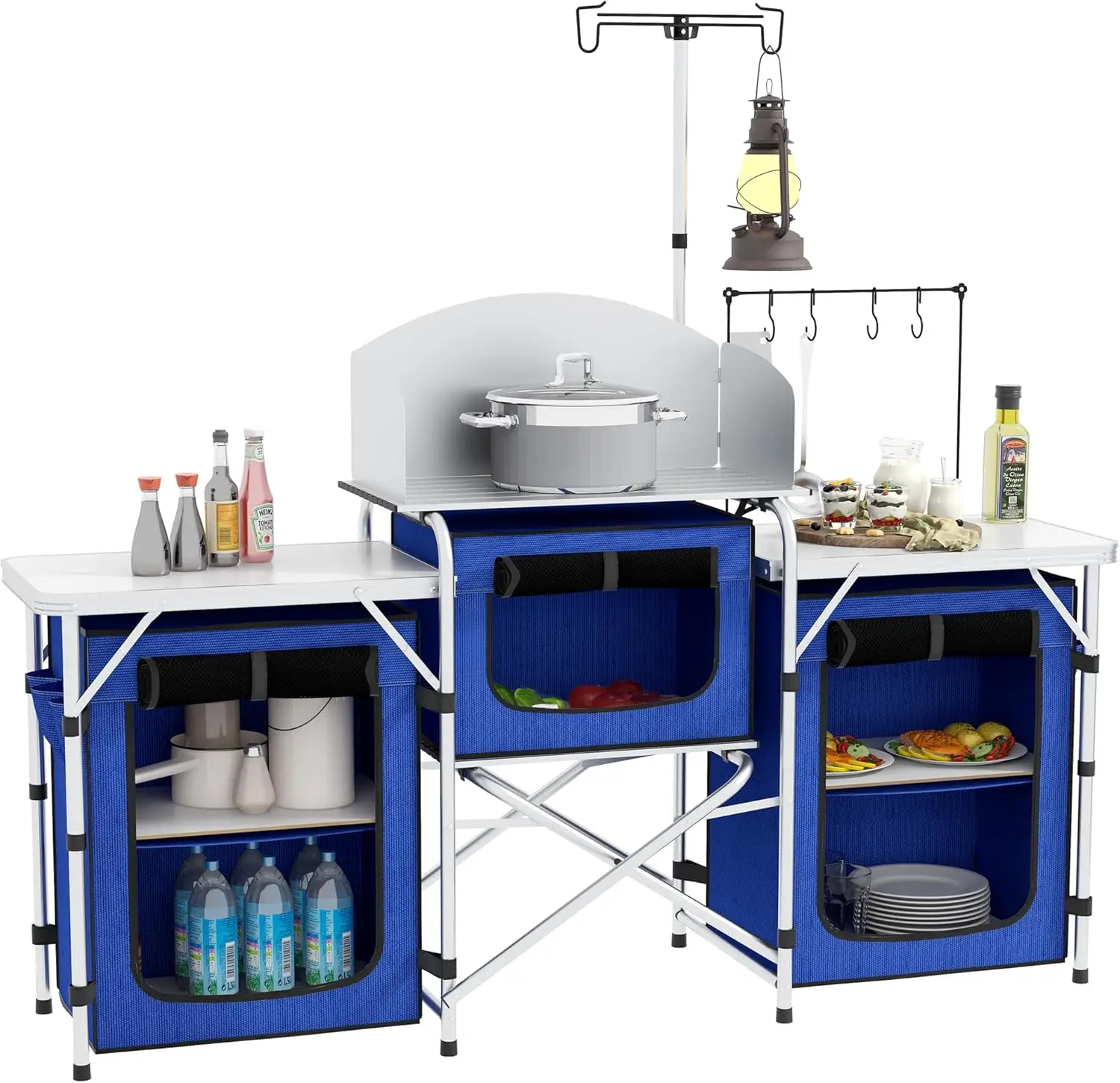 Camping/BBQ Table- Folding Cook Station with 3 Fabric Cupboards, and Carrying Bag - Image 7