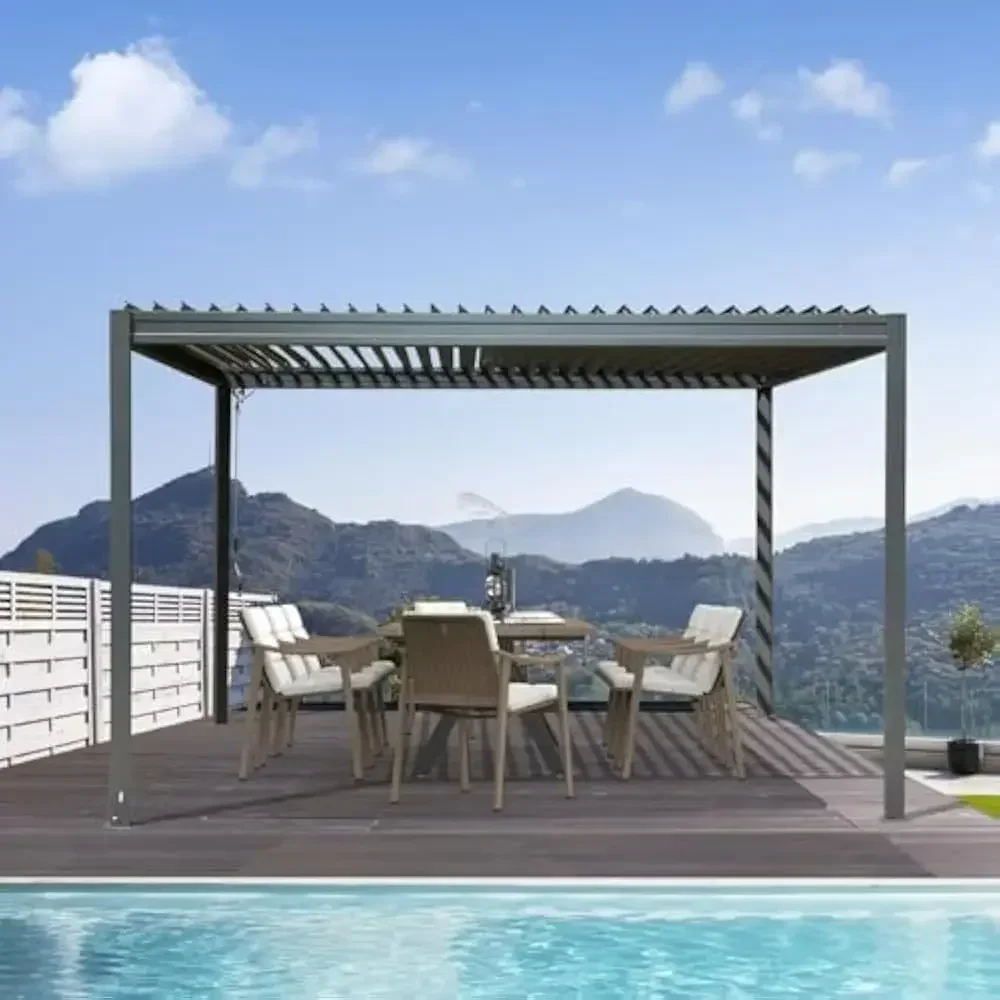 Louvered Pergola with Adjustable Steel Roof- Aluminum Frame- Rainproof Pergola- 3 Sizes Available - Image 8