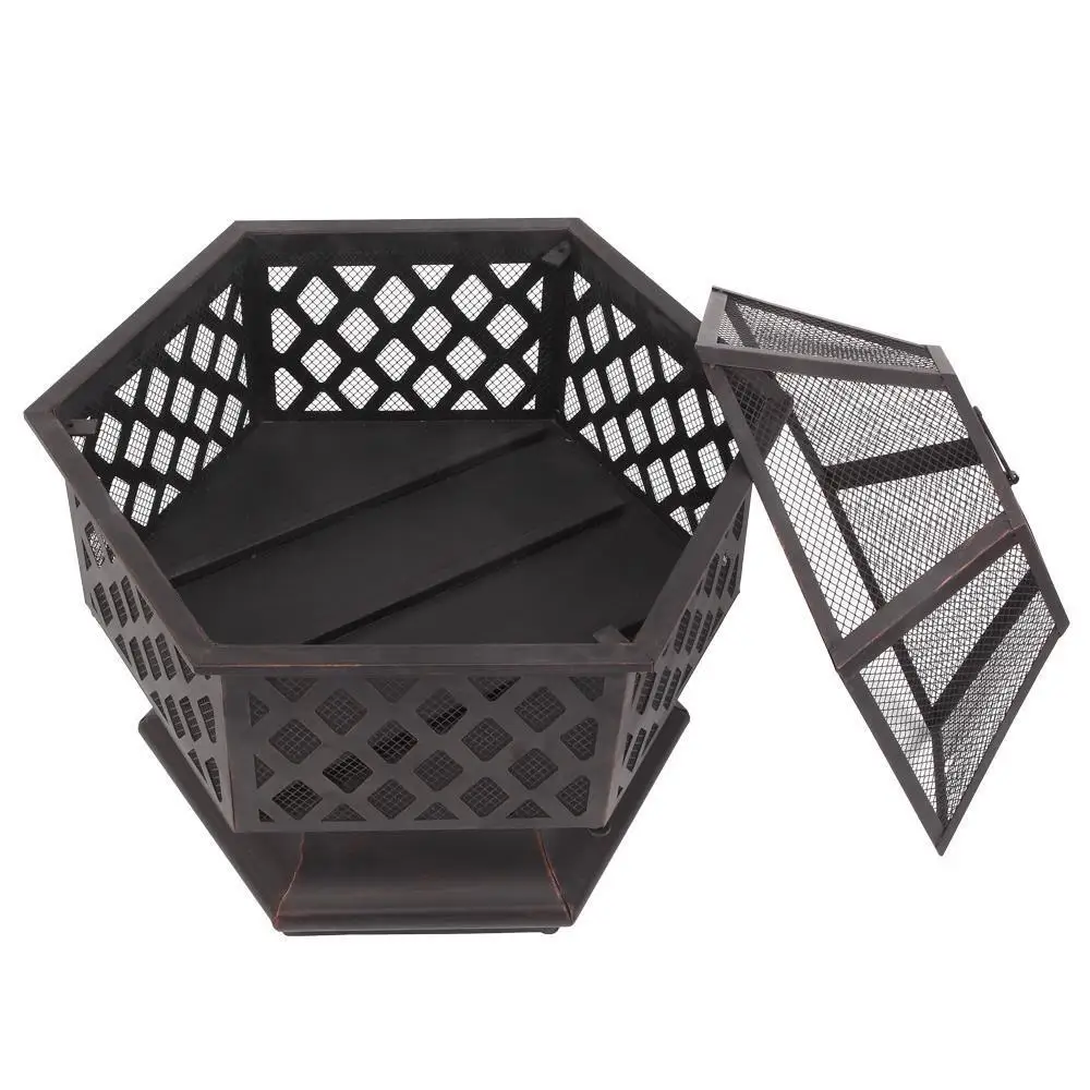 Hexagonal-Shaped Patio Fire Pit- Mesh Cover - Image 4