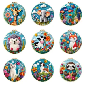Wool Felting Kits- Colorful Animal Patterns- Beginner Friendly