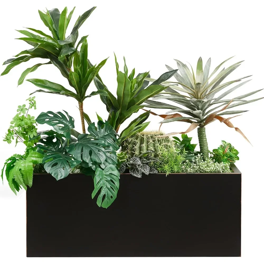 Metallic, Heavy, Long and Large Outdoor/Indoor Planter- Rectangular Trough Planter Box- 38” L x 15” W x 15” H- 40 Pounds - Image 2