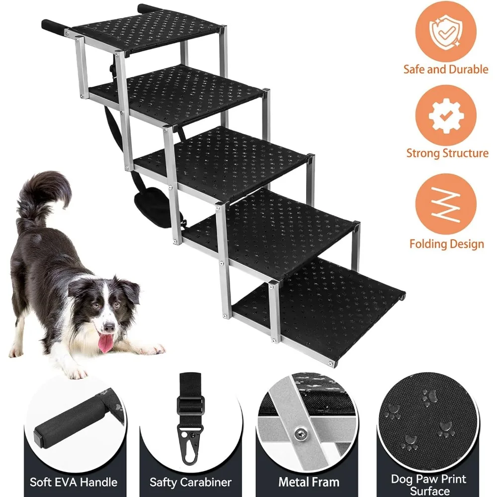 Dog Ramps for Large Dogs - Portable Dog Steps for Cars and SUV, Truck- Lightweight Non-Slip Dog Stairs- Supports Up to 200 Lbs - Image 2