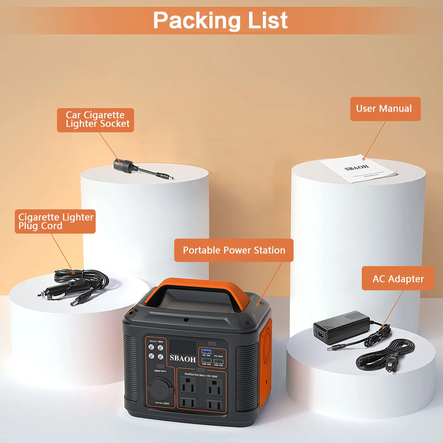 Portable Power Station- 110V, 296Wh Lithium-ion Solar Generator with 300 W AC Power- Outdoor Generator for Camping, Travel, Emergency - Image 6