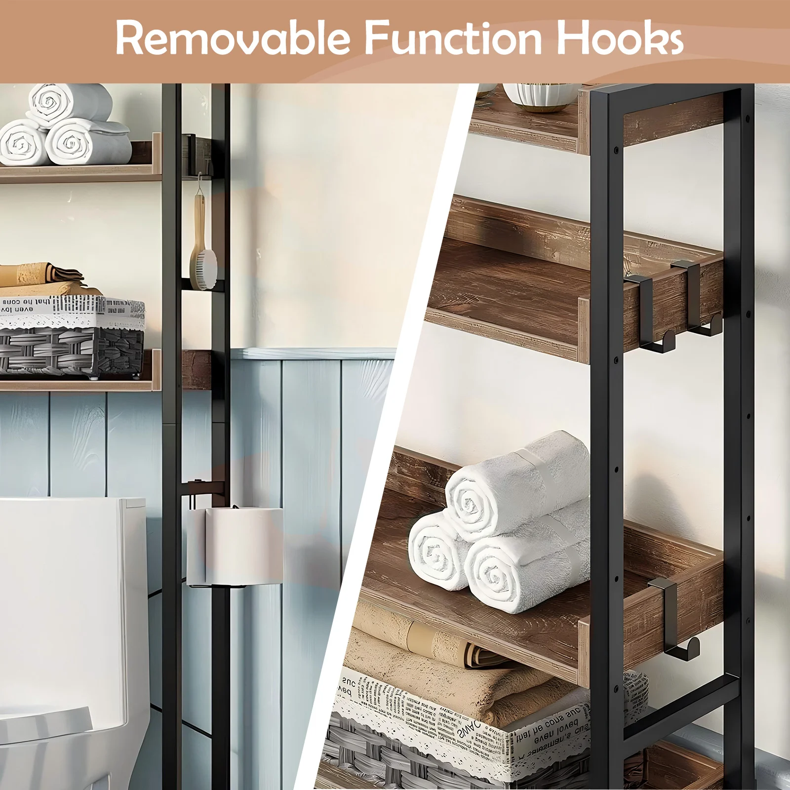 Over-The-Toilet Storage Rack- 4-Tier Bathroom Organizer - Image 5