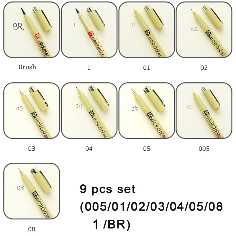 7/9pcs Sakura Liner Pen Set- Waterproof- Black Fineliner Micron Pen Set - Image 7