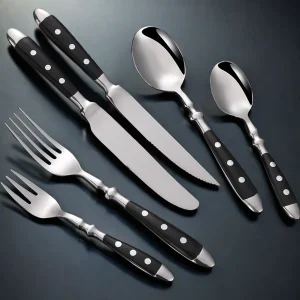 6- Piece Classic Stainless Steel Cutlery- Fork, Spoon, Knife, Salad Fork, and Steak Knife