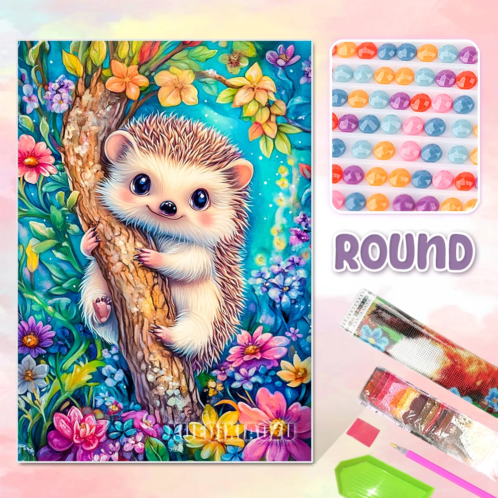 AB Diamond Painting Hedgehog in Flowers Kit (Frame Not Included) - Image 10