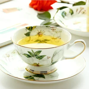 Fine Bone China Tea Cup Set- Camellia Design