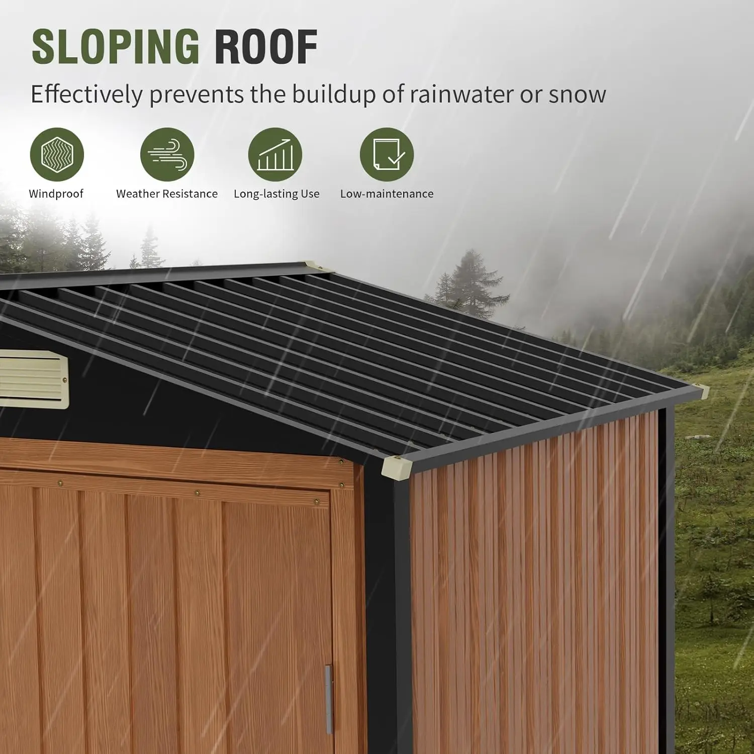 6x4 Ft- Outdoor Storage Shed- Lockable Metal Garden Shed with Window- Tool Shed - Image 6