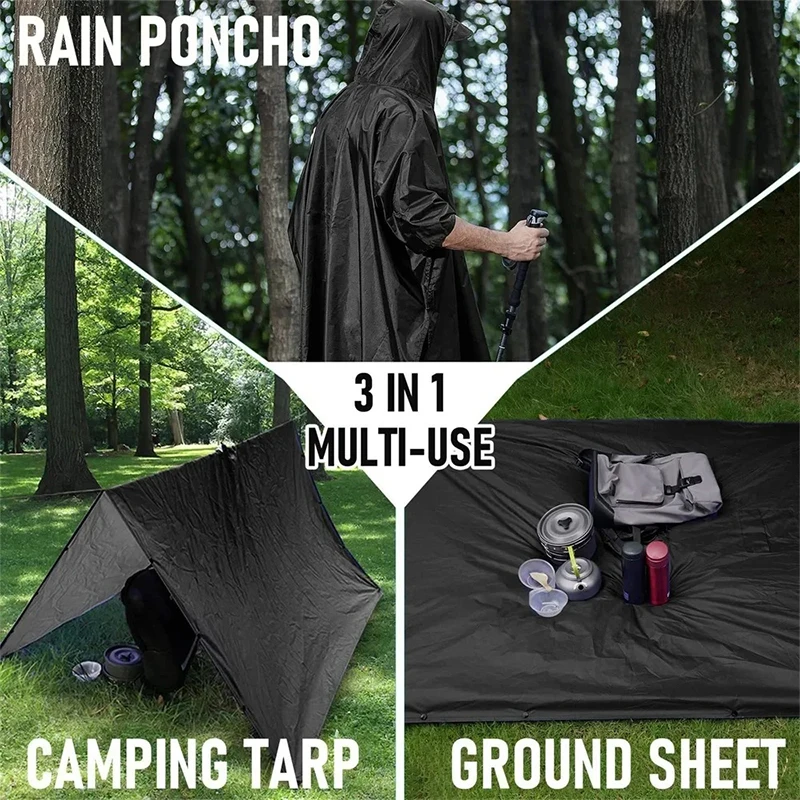 Three-in-One Hooded Raincoat- Camping- Tent- Ground Sheet- Emergencies - Image 2