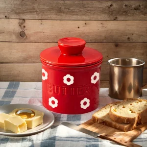 1-pc Covered Butter Dish- Flower-Patterned Ceramic French Butter Dish