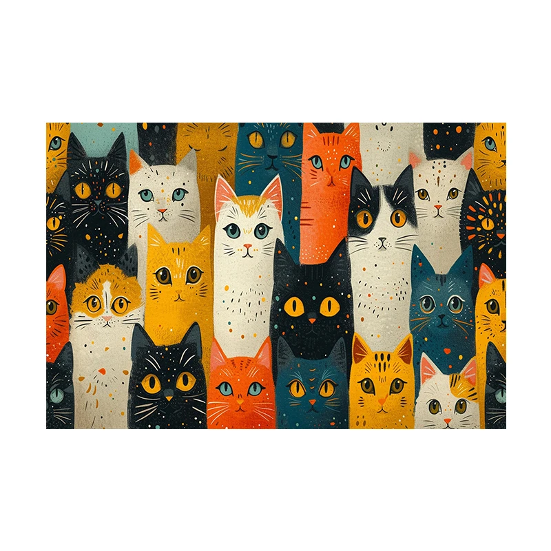 Abstract Cute Cat Portrait- Canvas Painting- Colorful Cat Print - Image 7