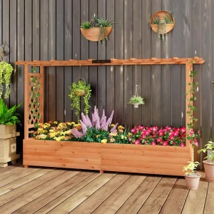 Raised Garden Bed with Trellis- Hanging Roof
