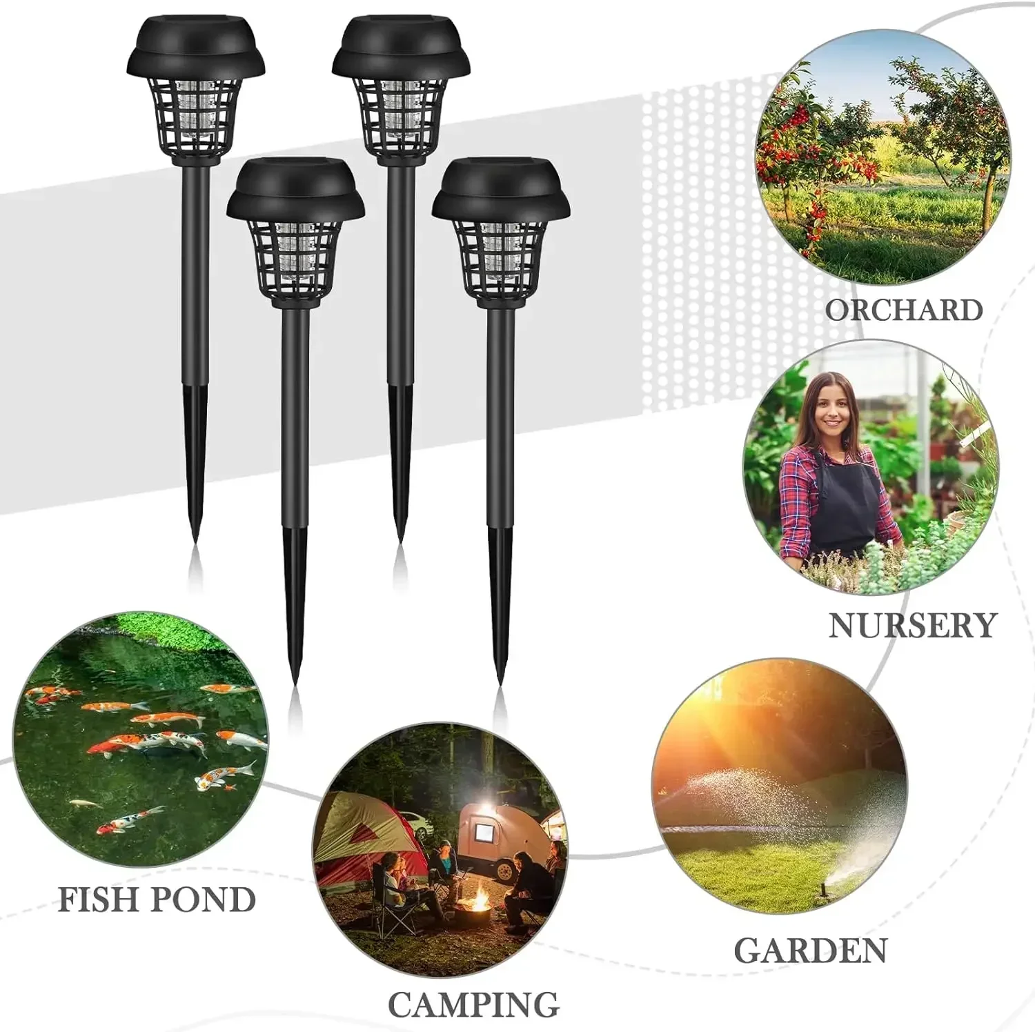 Solar Mosquito Killer- 2 Light Modes- Waterproof- Light Bug Zapper- Mosquito Trap Lamps For Garden, Lawn, Camping - Image 5