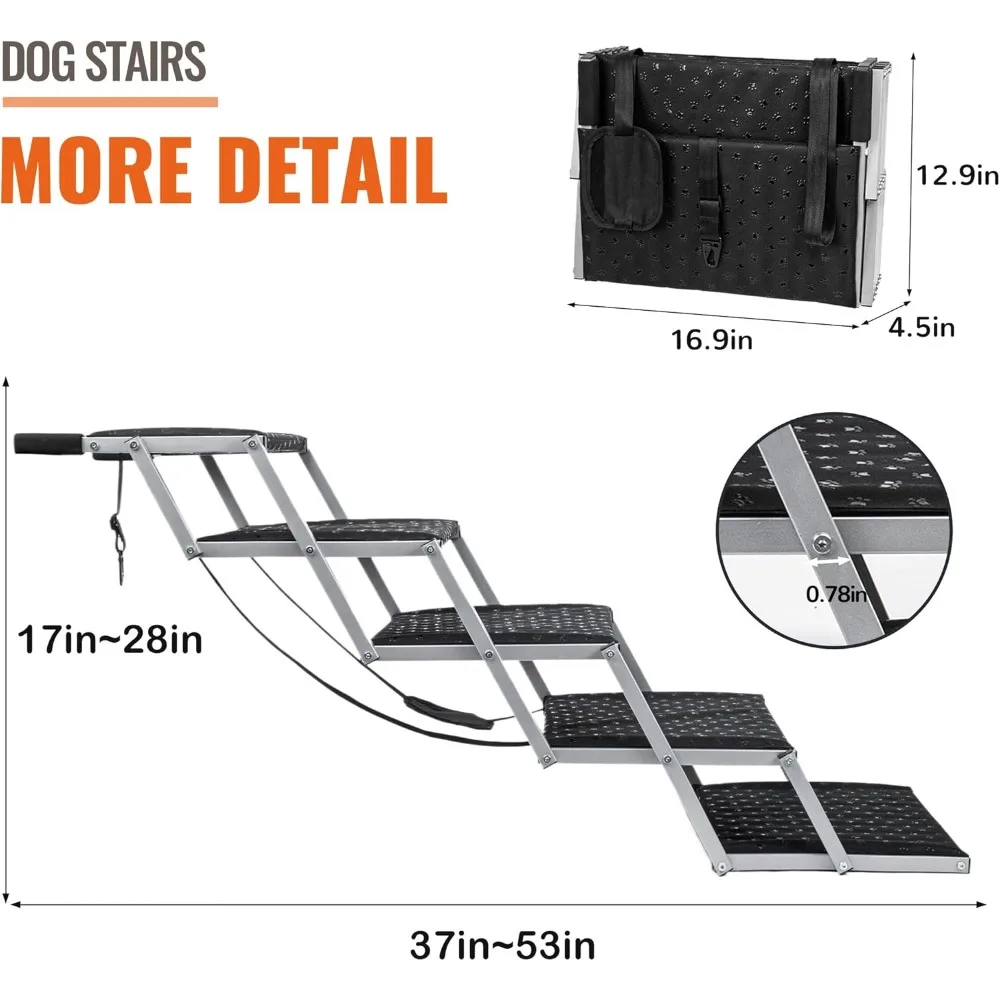 Dog Ramps for Large Dogs - Portable Dog Steps for Cars and SUV, Truck- Lightweight Non-Slip Dog Stairs- Supports Up to 200 Lbs - Image 3