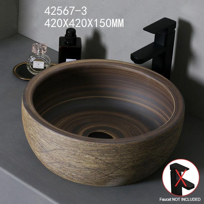 Brown Ceramic Sink- Above Counter Pedestal Washing Basin- Different Configurations and Sizes Available - Image 30