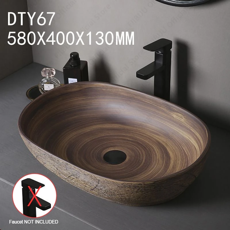Brown Ceramic Sink- Above Counter Pedestal Washing Basin- Different Configurations and Sizes Available - Image 15