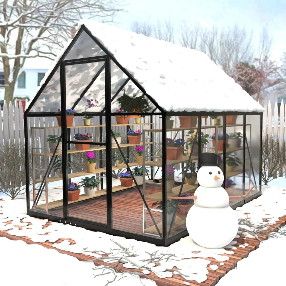 6 x 4 FT Polycarbonate Greenhouse- Roof Air Vent- Heavy Duty Walk-in - Image 6