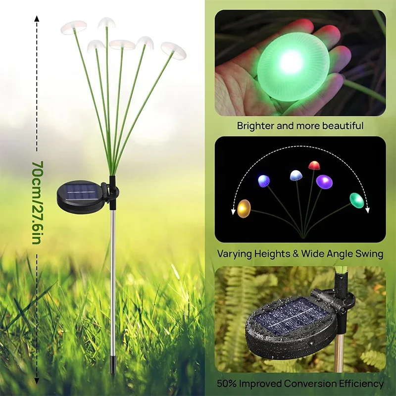 Solar Mushroom Lights- Garden Decor- Waterproof- White Lights/Colored Lights - Image 5