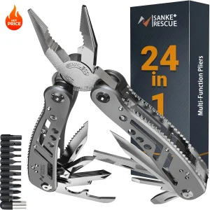 Pocket Multi-Tool- 420 Stainless Steel- Outdoor Survival- Camping, Hunting, and Hiking