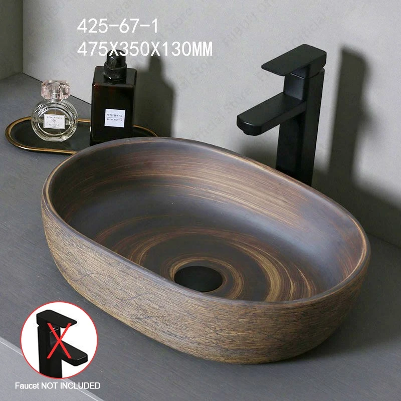 Brown Ceramic Sink- Above Counter Pedestal Washing Basin- Different Configurations and Sizes Available - Image 13