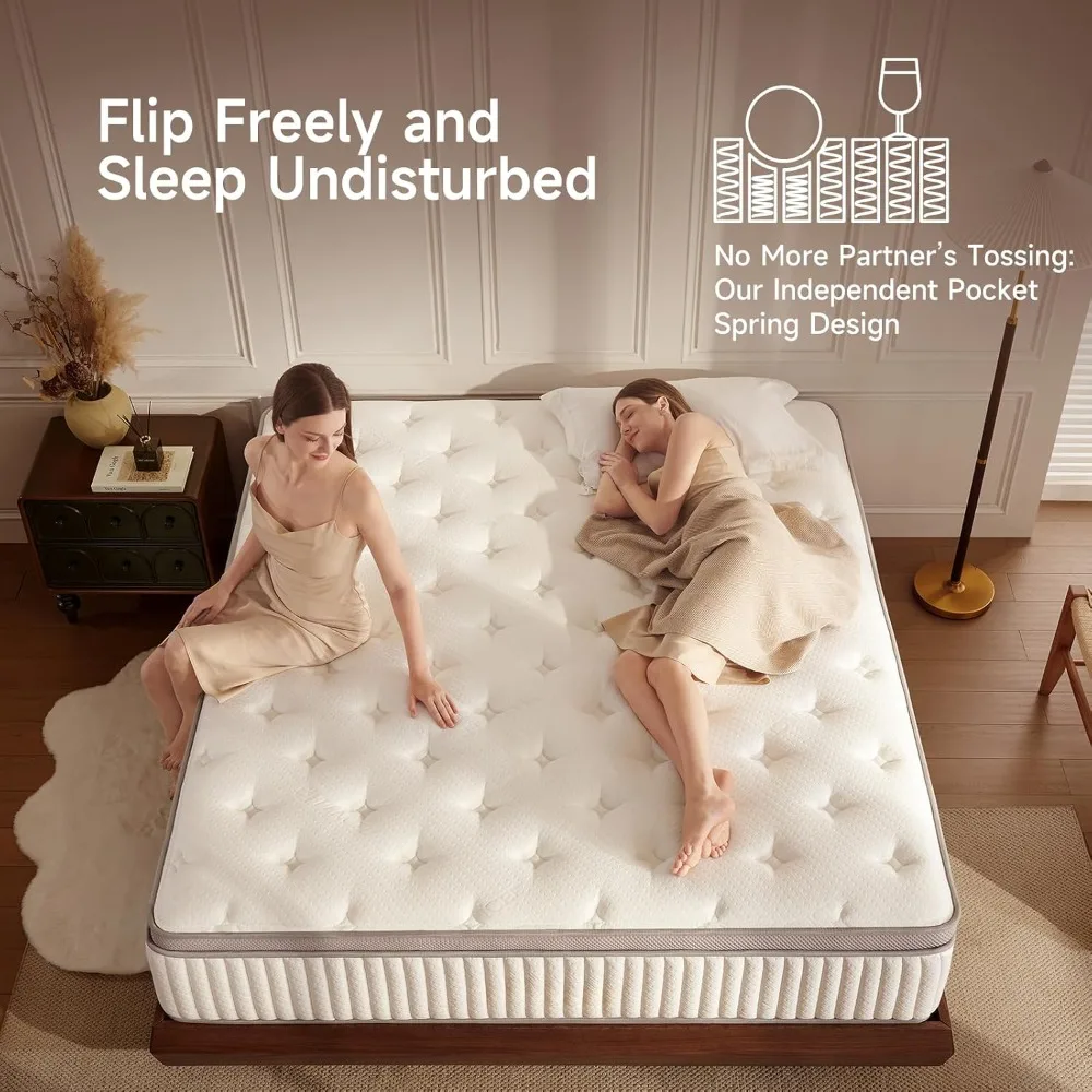 Queen-Size Cooling Gel Memory Foam Mattress- Pressure Relief- Medium-Firm Hybrid Mattress - Image 5