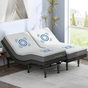 Adjustable Bed Frame- Split King with Massage- Electric Bed Base Frame- Adjustable Legs- USB Ports- Wireless Remote
