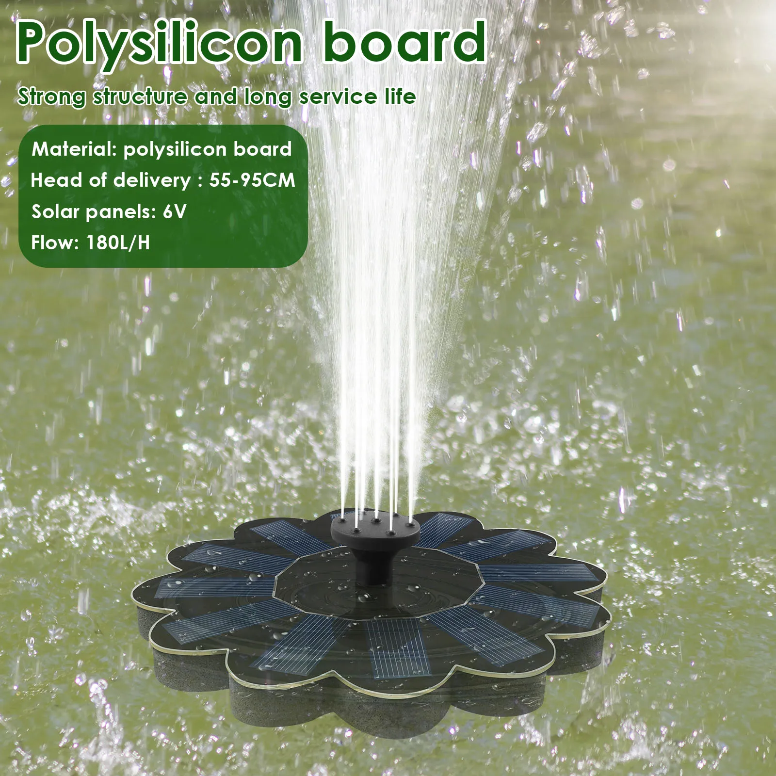 Solar Fountain Pump- Bird Bath Fountain- Floating Decor With 5 Nozzles- Solar Panel - Image 3