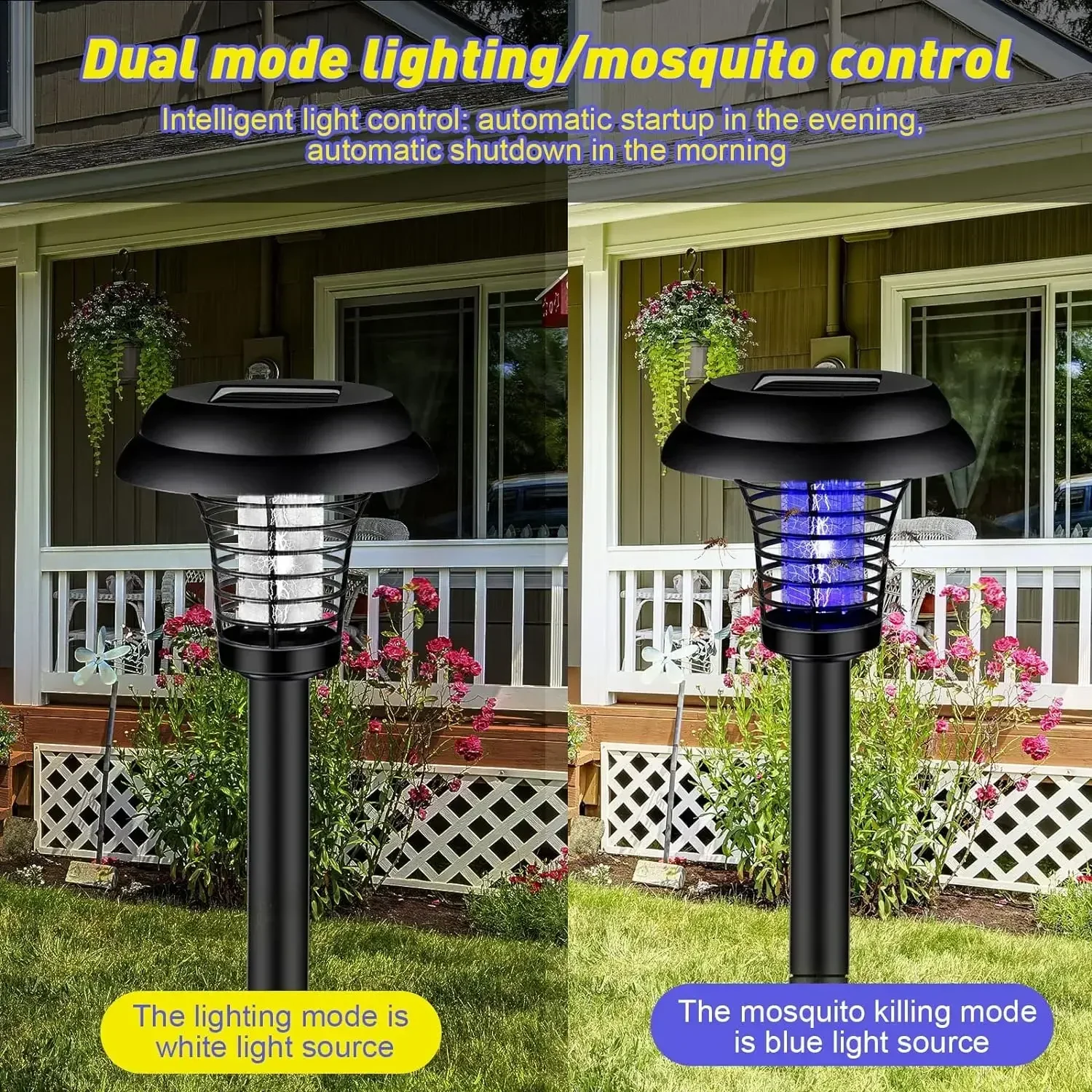 Solar Mosquito Killer- 2 Light Modes- Waterproof- Light Bug Zapper- Mosquito Trap Lamps For Garden, Lawn, Camping - Image 3