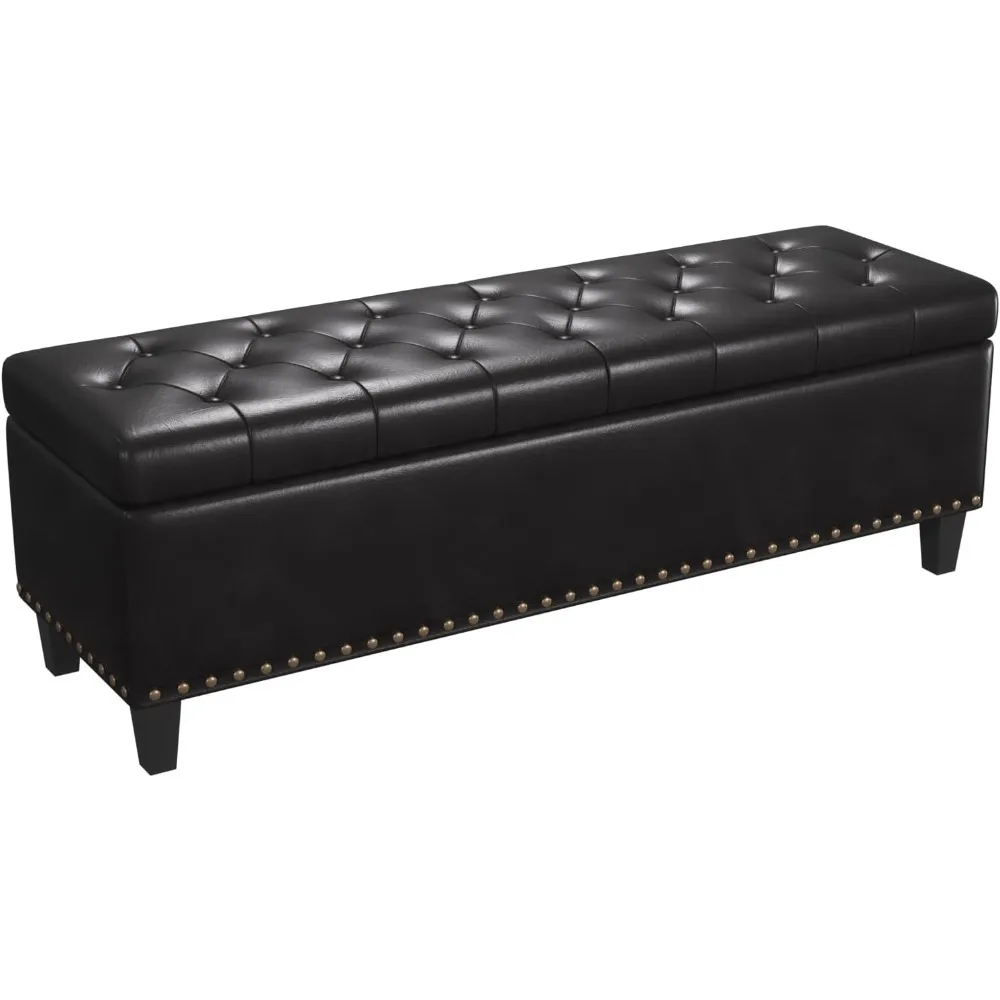 Storage Bench- 51-Inch King Storage Ottoman- 30 Gallons- Tufted Upholstery- Multiple Colors - Image 6